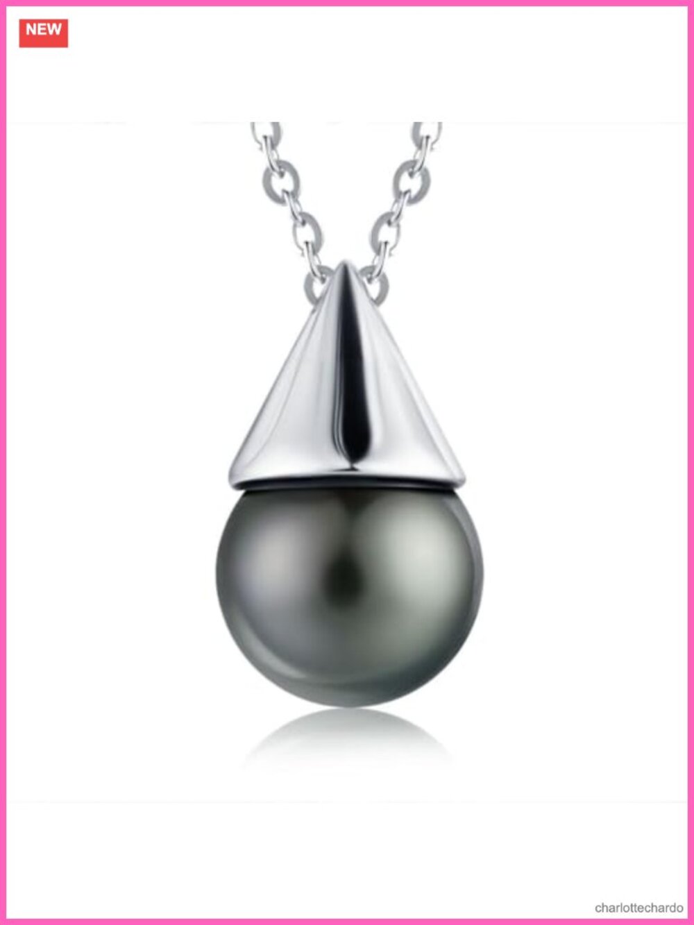 Tahitian Black Pearl Pendant Necklace 925 Sterling Silver 18 inch Lobster Clasp